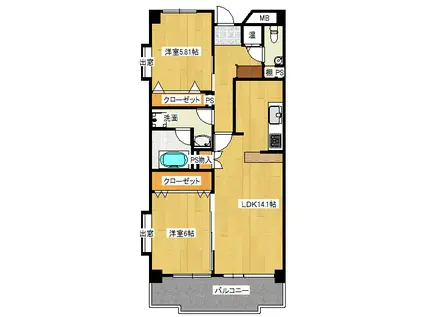 サングレース五反野(2LDK/3階)の間取り写真