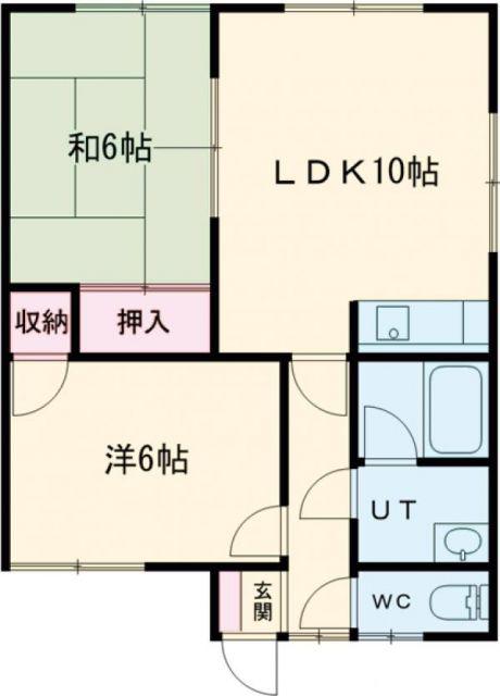 ユピテル参番館(2LDK/2階)の間取り写真