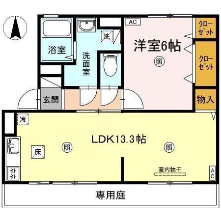 アルテール吉田(1LDK/1階)の間取り写真