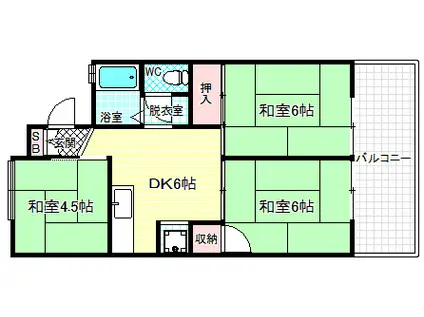 パークレイン(3DK/2階)の間取り写真