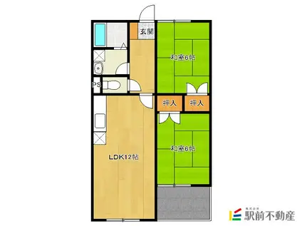 エクセレントB(2LDK/1階)の間取り写真