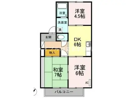 プチパール102(3DK/1階)の間取り写真