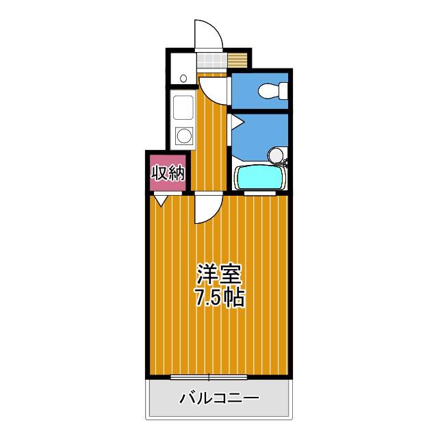 ハートフル野中II(1K/2階)の間取り写真