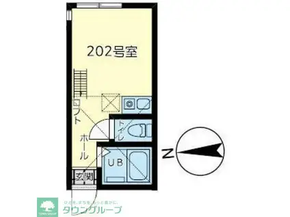 セレシア横浜釜台(ワンルーム/2階)の間取り写真