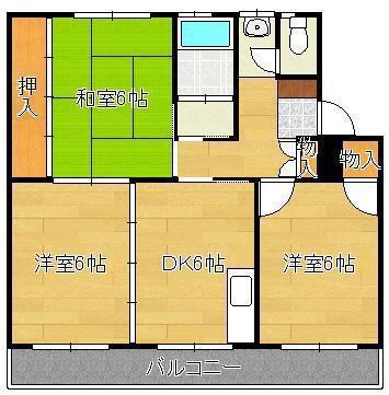 中鶴ハイツ(3DK/4階)の間取り写真