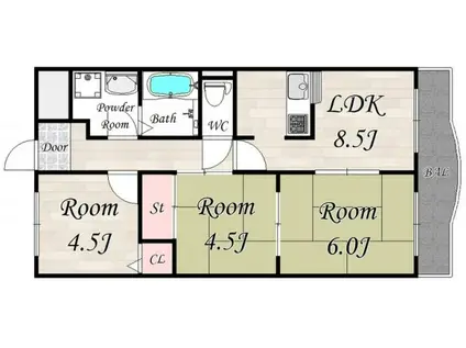 サンプラザ神楽(3LDK/4階)の間取り写真