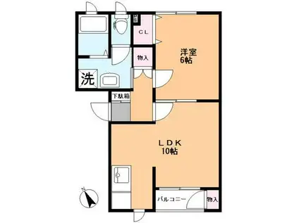 ピースフルハウスIII(1LDK/2階)の間取り写真