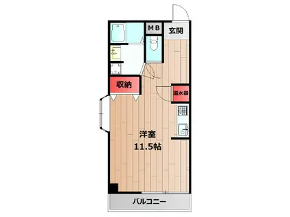 グランドール森友(1K/4階)の間取り写真