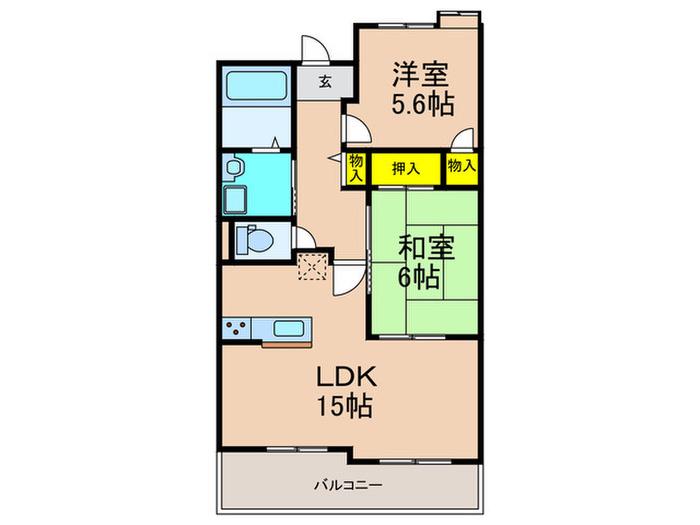 グリーンバーベナ小林(2LDK/1階)の間取り写真