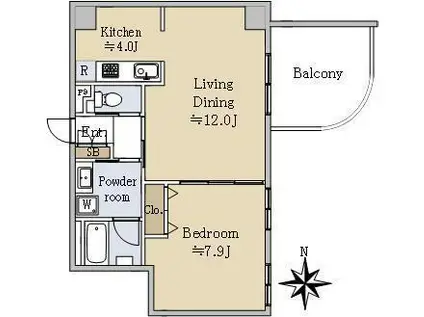モンテヴェルデ神楽坂弐番館(1LDK/3階)の間取り写真