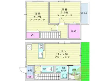 MOCA青山(2LDK/1階)の間取り写真