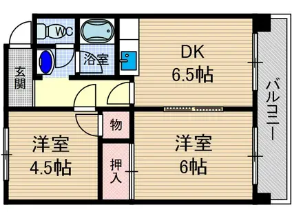 FAMINESUI(2DK/1階)の間取り写真