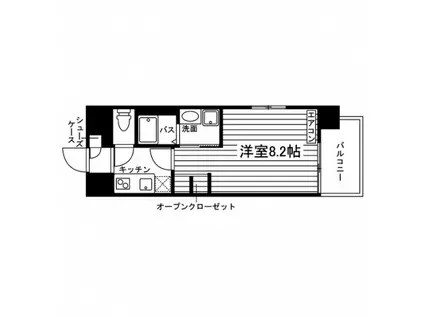 ブリスラ新町(1K/8階)の間取り写真
