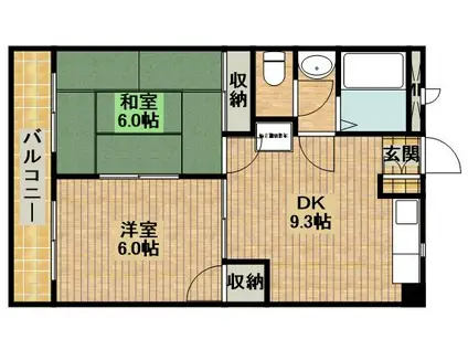 メゾンドフォルテ(2DK/2階)の間取り写真