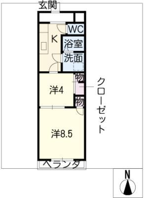 ロフティ31奈良屋(2K/6階)の間取り写真
