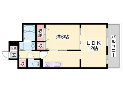 アルファポレールII(1LDK/1階)の間取り写真