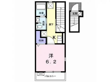 SKハウス(1K/2階)の間取り写真