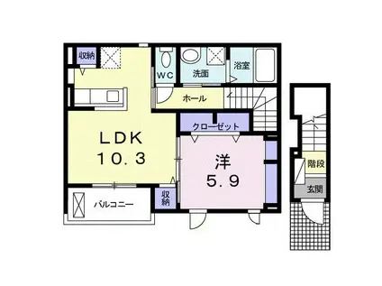 KAORUA(1LDK/2階)の間取り写真