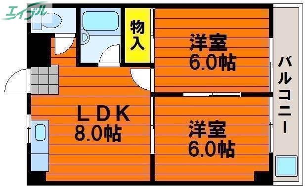 メゾンフルールI(2LDK/3階)の間取り写真