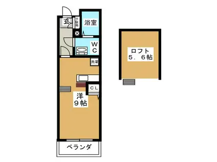 プライムの杜(ワンルーム/2階)の間取り写真