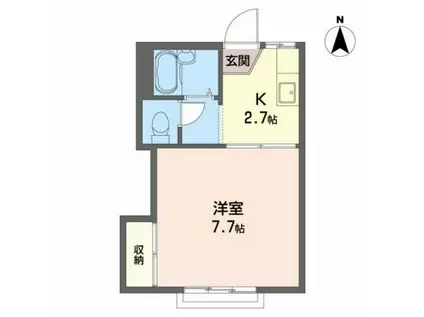 カーム・クウォーターB(1K/2階)の間取り写真