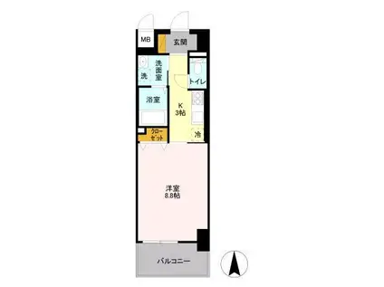 フロンティア・コンフォート研究学園(1K/4階)の間取り写真