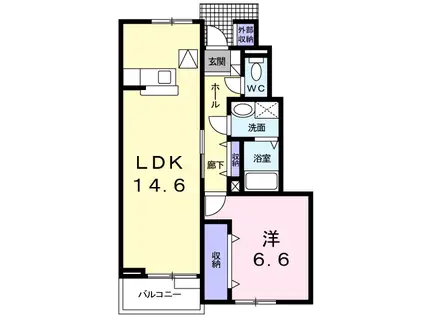 ラフィネ安曇野 A DK(1LDK/1階)の間取り写真