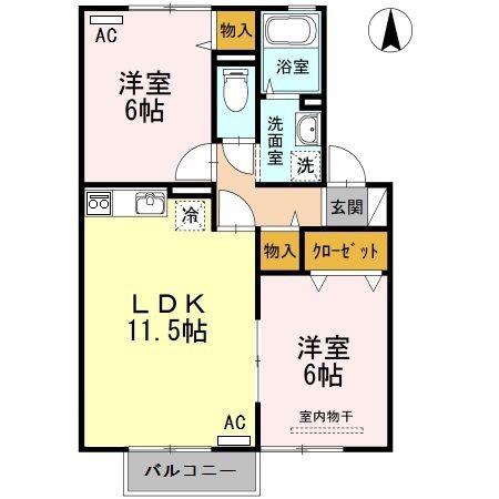 清水崎ハウスA(2LDK/2階)の間取り写真