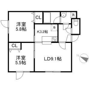 はまなす(2LDK/1階)の間取り写真