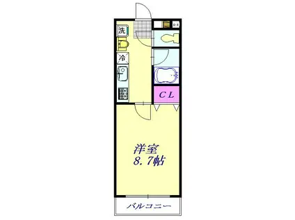 プレステージ24(1K/2階)の間取り写真