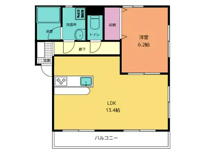 スターガーデン(1LDK/2階)の間取り写真