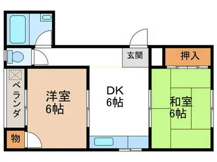 シャンクレール石橋(2DK/4階)の間取り写真