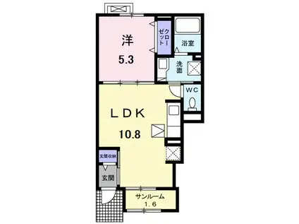 メンリッヒェン・ウッド(1LDK/1階)の間取り写真