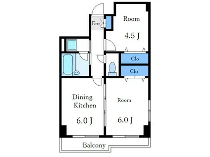LOASI(2DK/3階)の間取り写真