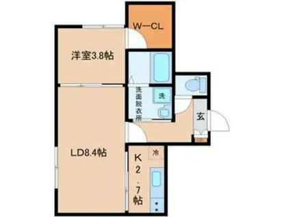 エル向山(1LDK/2階)の間取り写真