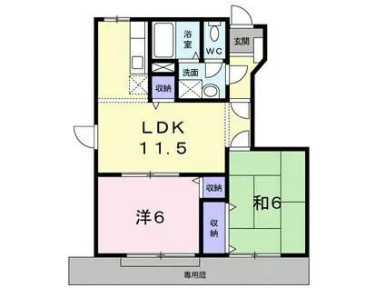 ラフィネ花水木(2LDK/1階)の間取り写真