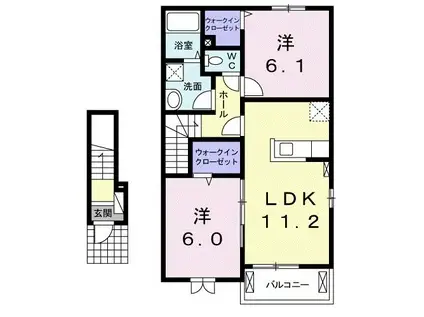 シャンプランテIII(2LDK/2階)の間取り写真