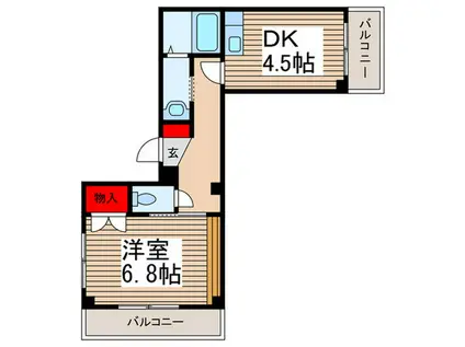 シオン寺本(1DK/2階)の間取り写真