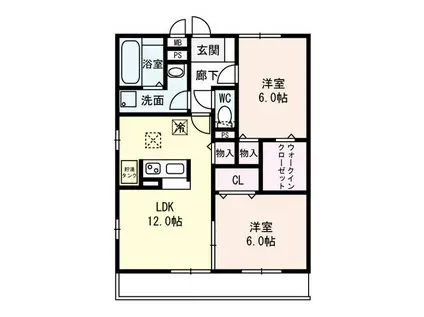 REEDOTTSII棟(2LDK/1階)の間取り写真