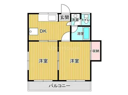 シャンバラ三郷(2DK/3階)の間取り写真