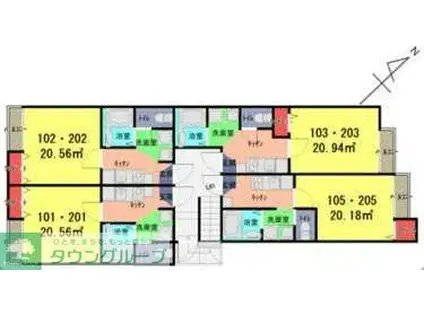 ソラーレ春日部(1K/2階)の間取り写真