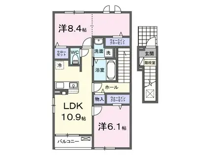 ルーチェテラス A(2LDK/2階)の間取り写真