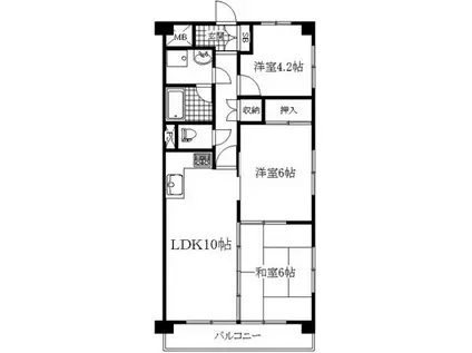 インテリジェント星ヶ丘I号館(3LDK/3階)の間取り写真