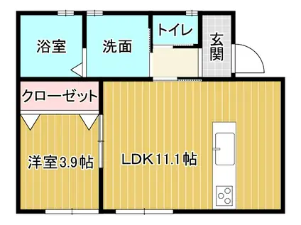 シャンドゥ・フルール(1LDK/2階)の間取り写真