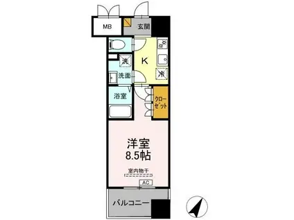 D-ROOM千葉中央(1K/7階)の間取り写真