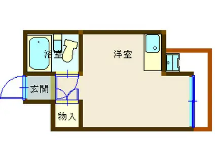 山口山ビル(ワンルーム/2階)の間取り写真