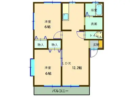 アルペンヒル C(2LDK/1階)の間取り写真