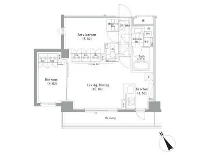 ザ・パークハビオ横浜山手(1SLDK/3階)の間取り写真