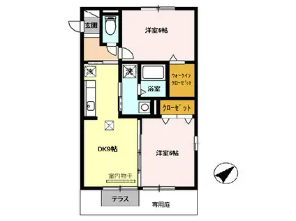 パストラル武雄B棟(2DK/1階)の間取り写真