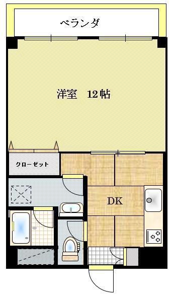 スクエアウィズ2001(1DK/4階)の間取り写真